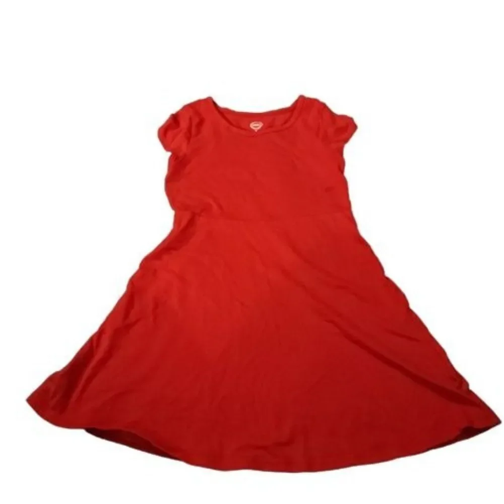 Wonder Nation Girls Red Round Neck Short Sleeve Pullover Midi Dress Size M 7/8